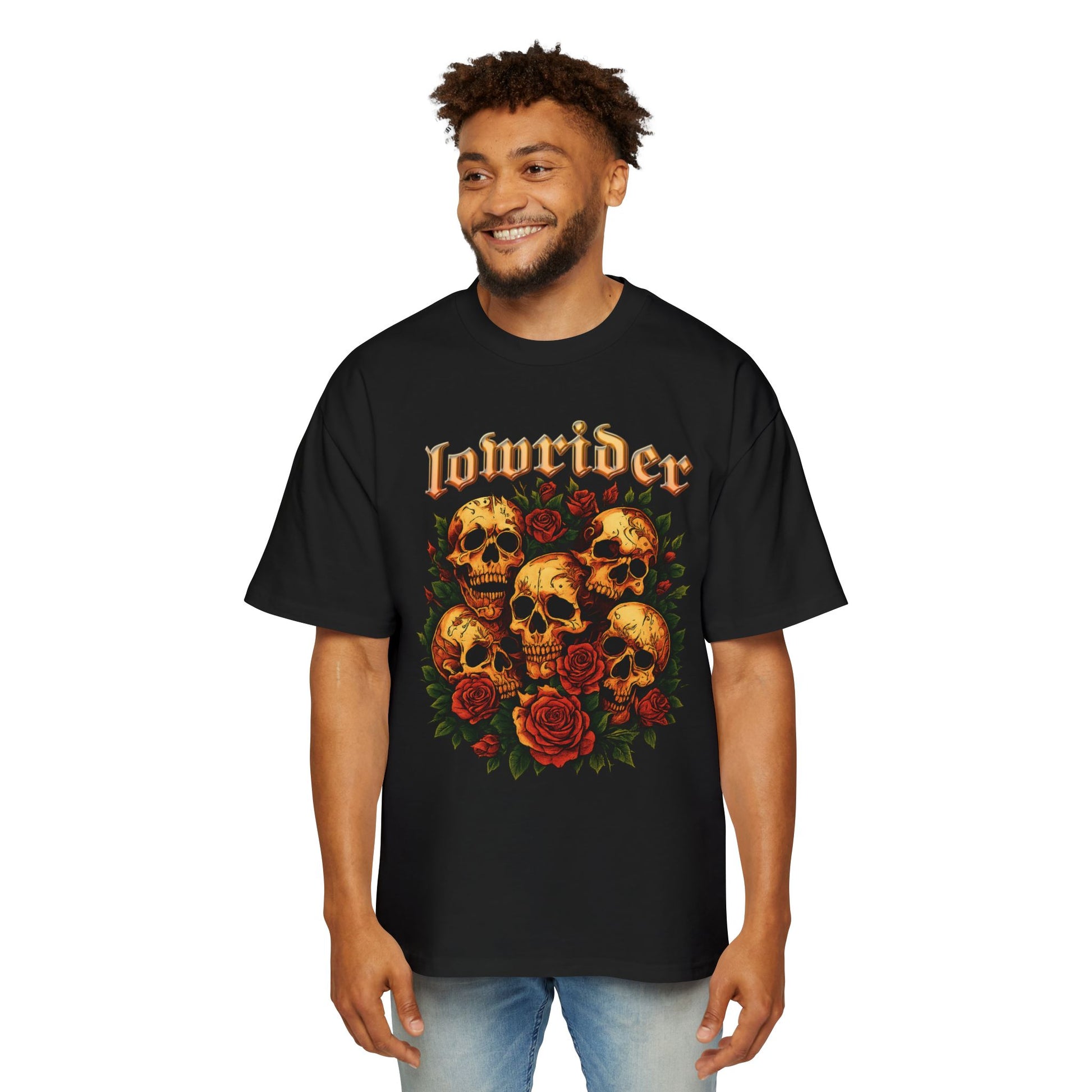 Men's Oversized Skull and Rose Graphic Tee, Cool Streetwear Shirt, Vintage-Inspired Fashion, Perfect for Festivals